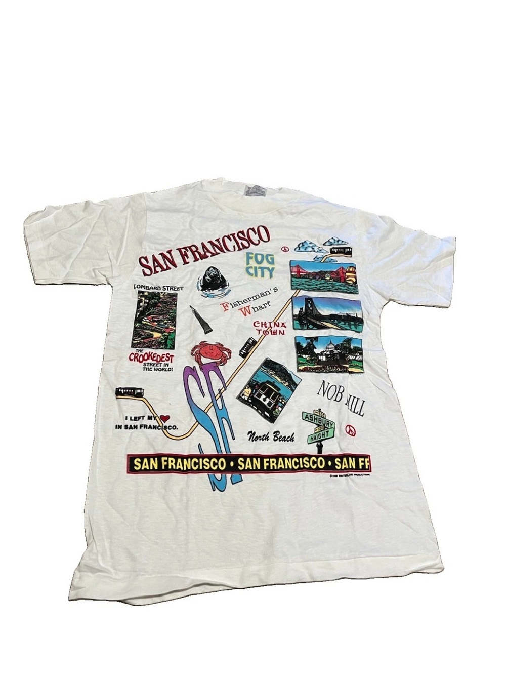 Vintage 80’s San Francisco Landmarks Golden Gate Single Stitch Cartoon T-Shirt